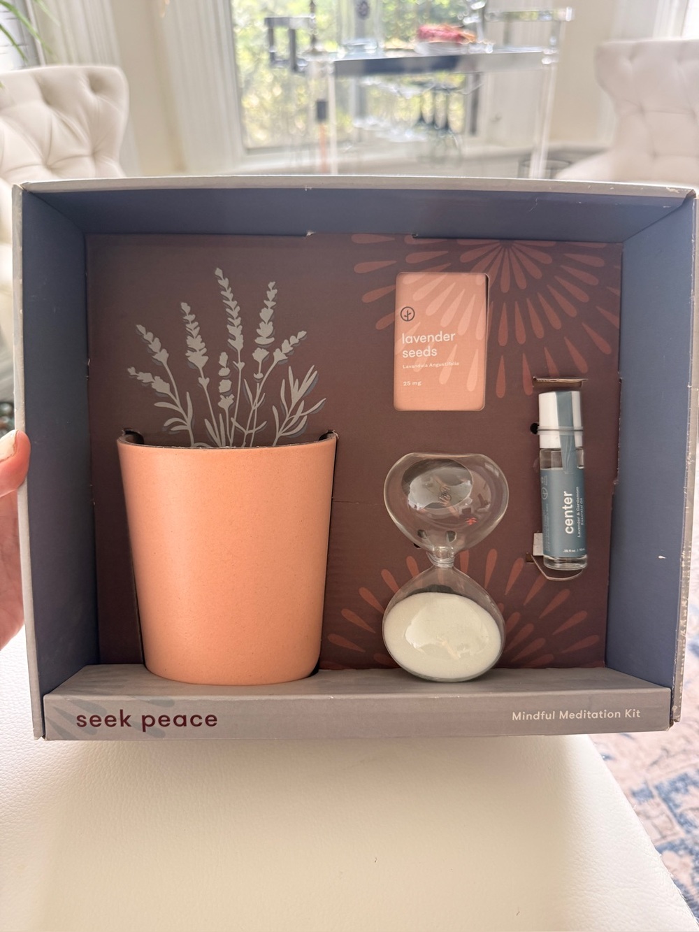 Meditation Kit Seek Peace Mindful Meditation Kit - Peach Pot, Lavender Seeds,